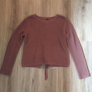 Mauve tie back sweater